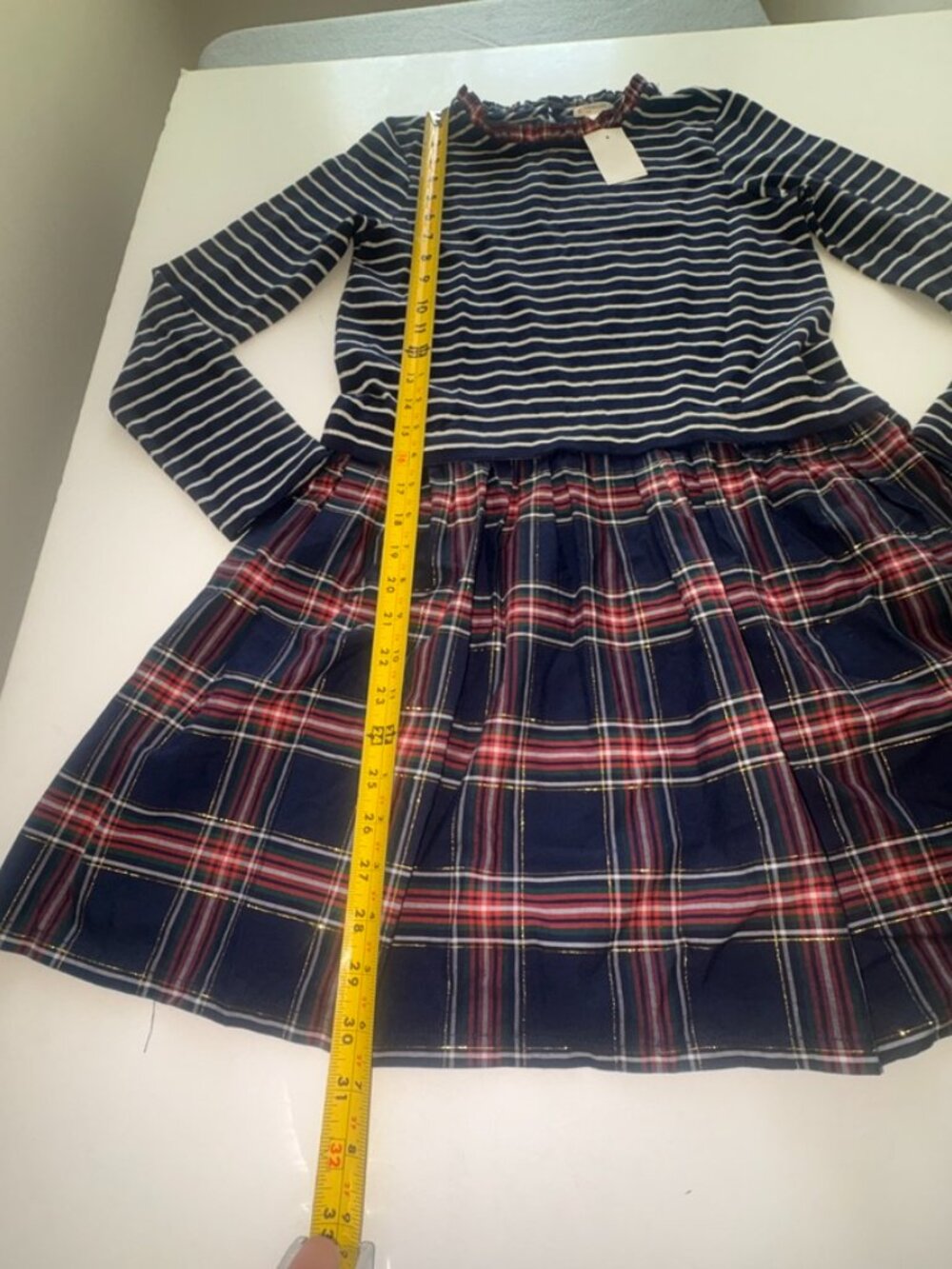 NEW NWT Crewcuts by J.Crew Girls TwoFer Plaid Stripe Shimmer Dress - L (10-11) - Picture 8 of 11